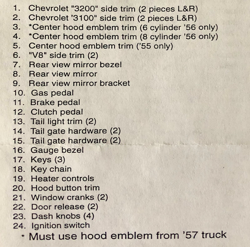 MCG-2154 ‘55/‘56 Chevy Cameo Detail Set