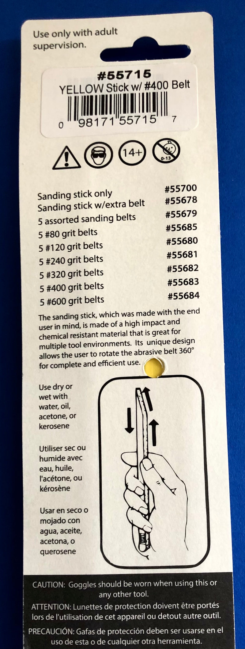EXL-55715 Sanding Stick w/400 Grit Belt
